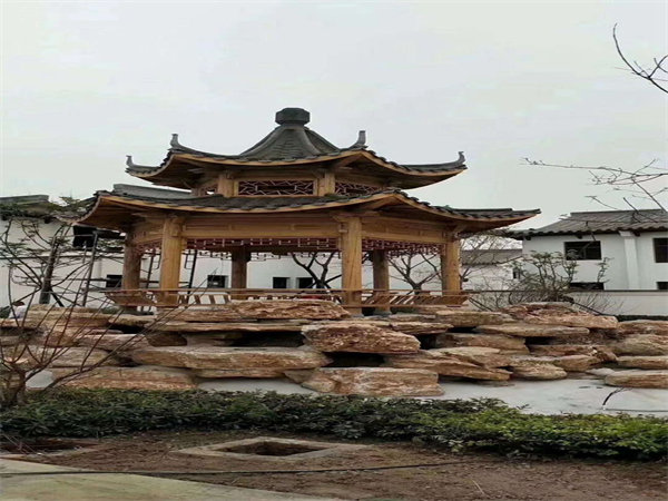 天津古建炭化木凉亭